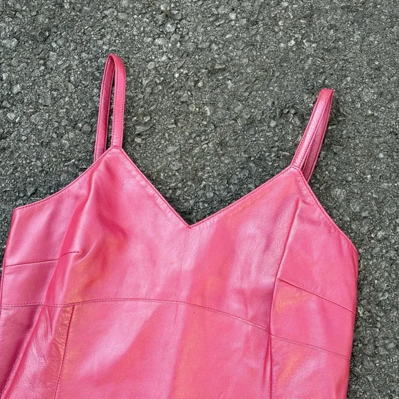 Vtg. 90s Pink Leather Deadstock Bustier Corset Top Size Medium - Picture 2 of 6